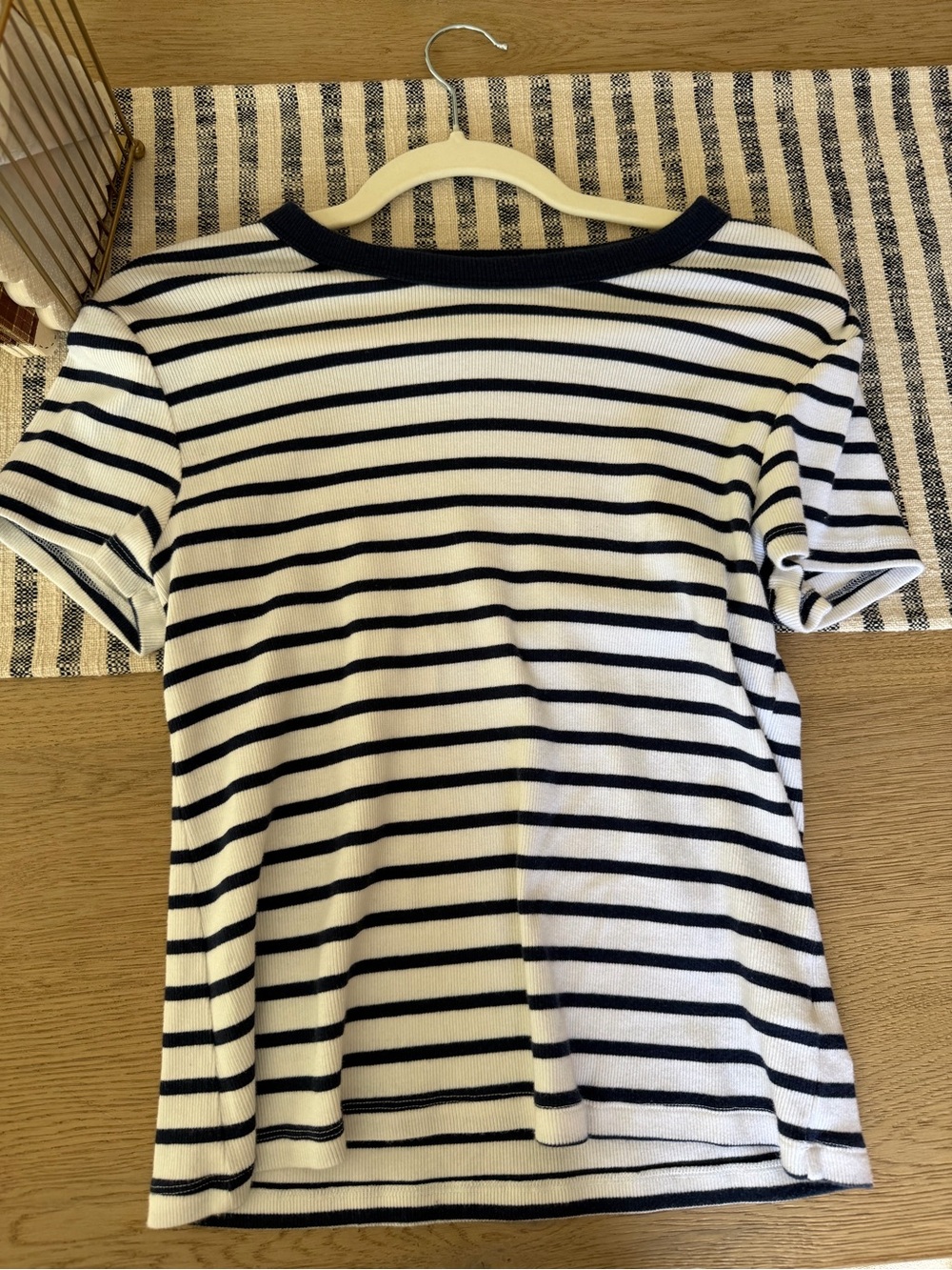Old Navy Black & White Striped Short Sleeve Tee